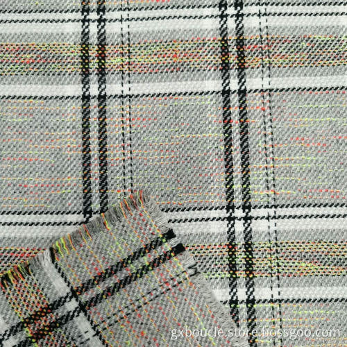 Boucle woolen fashion Plaid design fabric